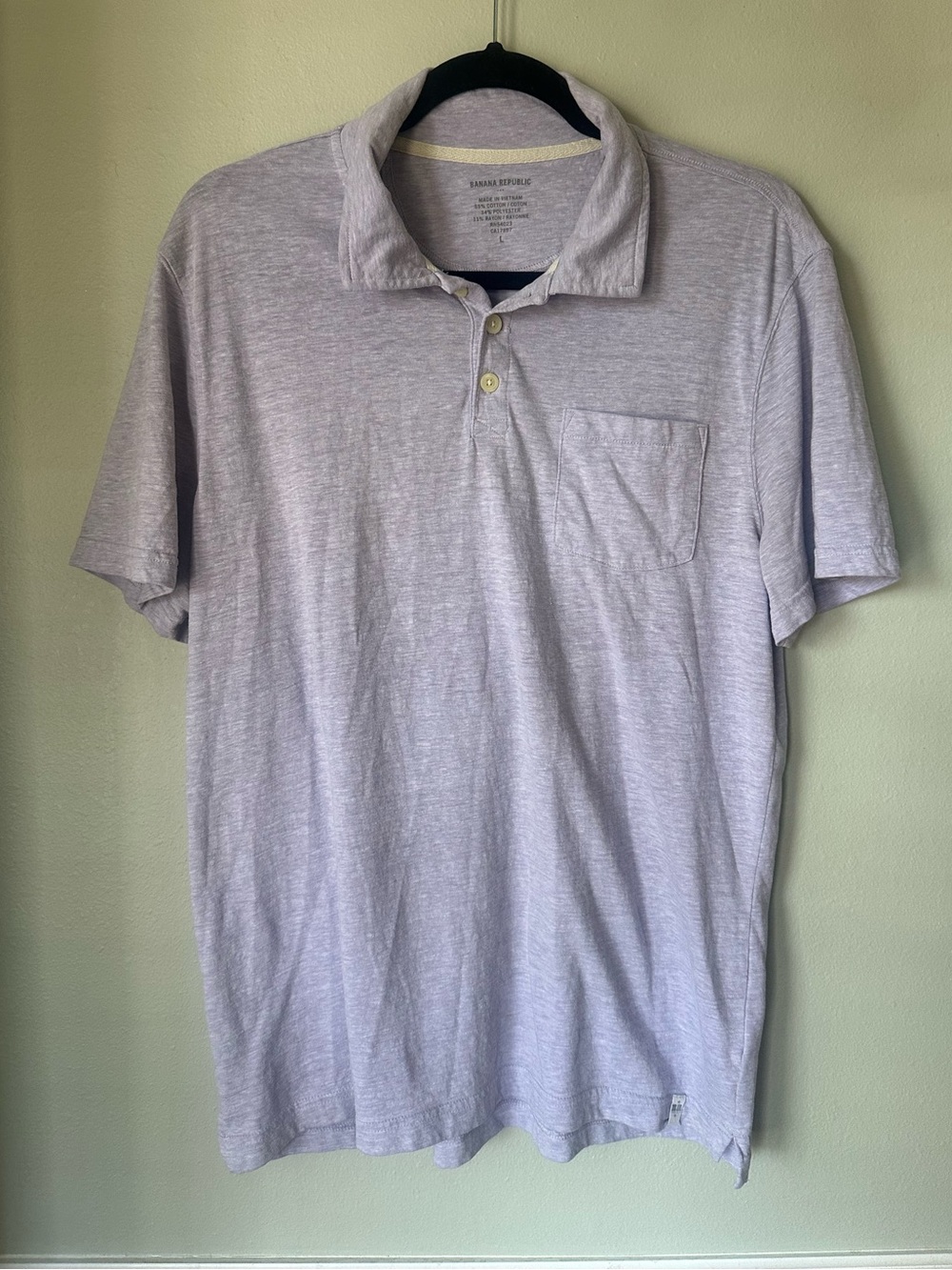 Banana Republic Men’s L Lavender Short Sleeve Pocket Polo Shirt